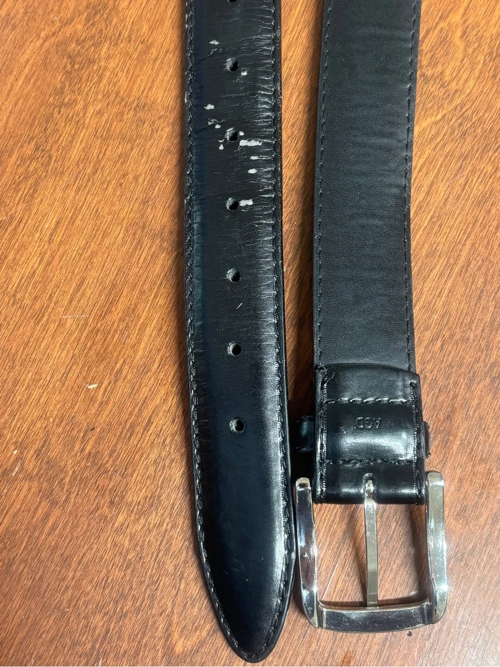 Men's Black Leather Belt with Silver Buckle